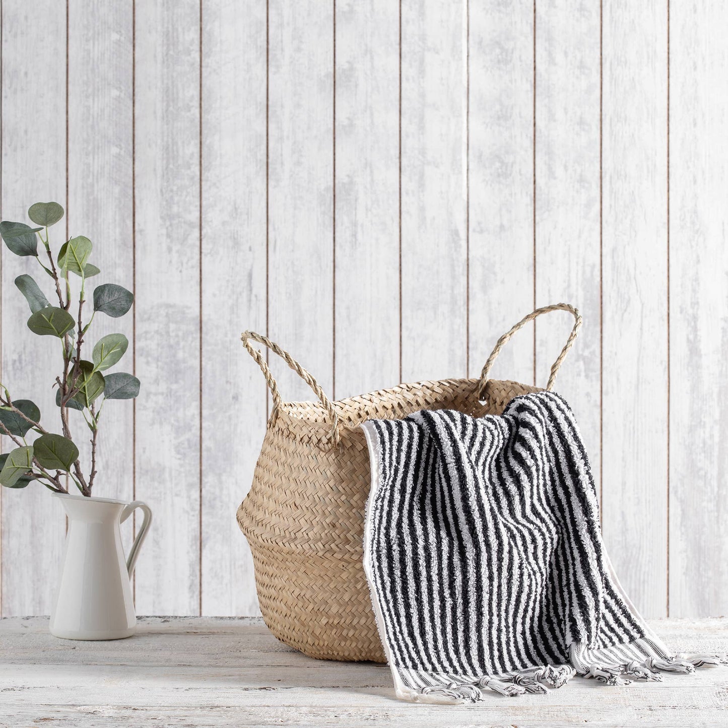 Kikoya - Stripe Turkish Cotton Hand Towel: Black/White