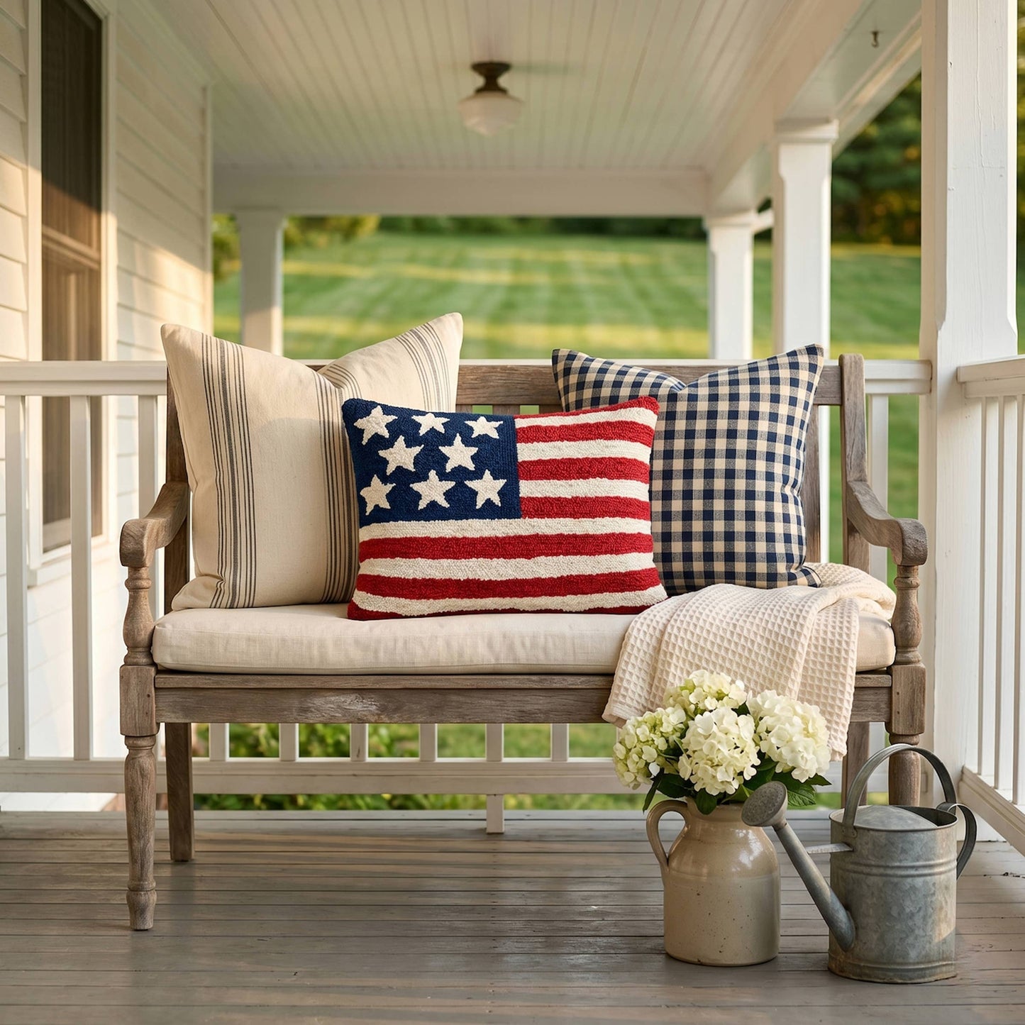 Peking Handicraft - USA Flag Hook Pillow