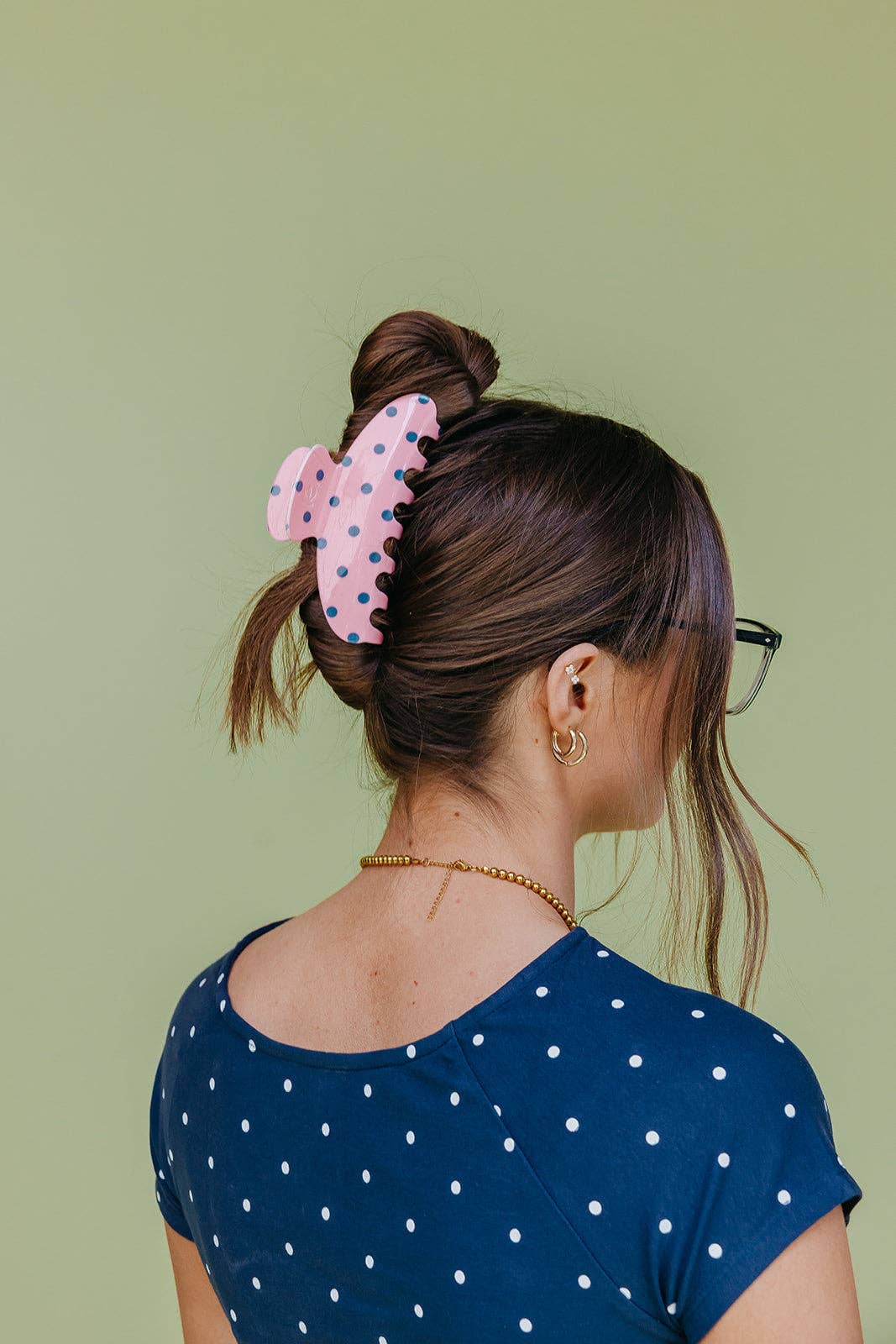 KAXI - POLKA DOT & STRIPED OVERSIZED CLAWS: BROWN AND BLUE STRIPED