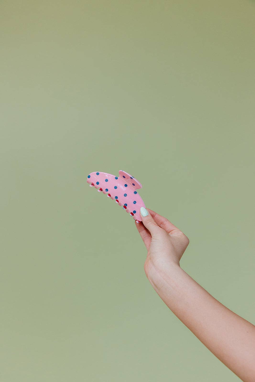 KAXI - POLKA DOT & STRIPED OVERSIZED CLAWS: BROWN AND BLUE STRIPED