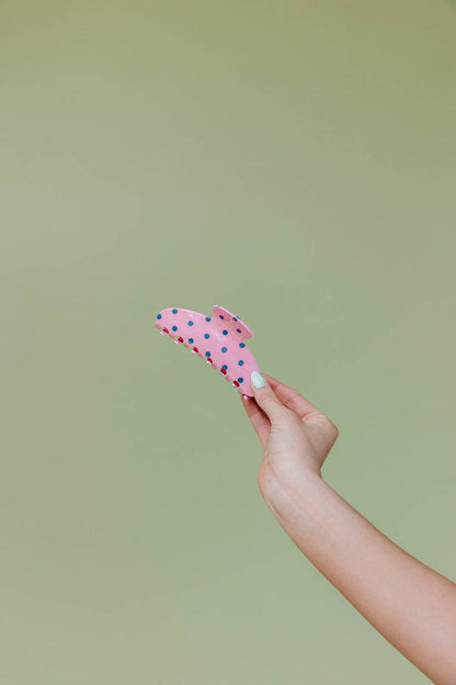 KAXI - POLKA DOT & STRIPED OVERSIZED CLAWS: BROWN AND BLUE STRIPED