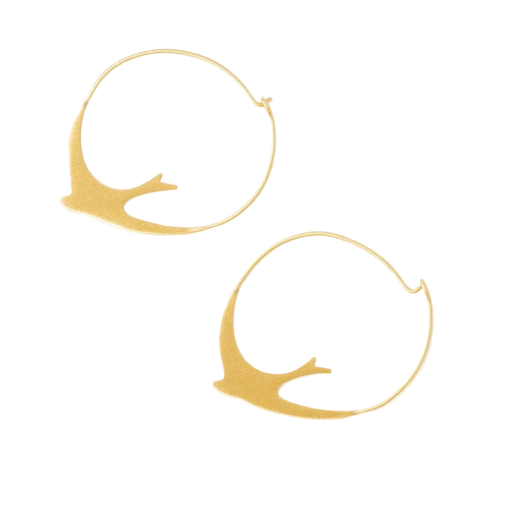 Amelia Circle Bird Hoop Earrings