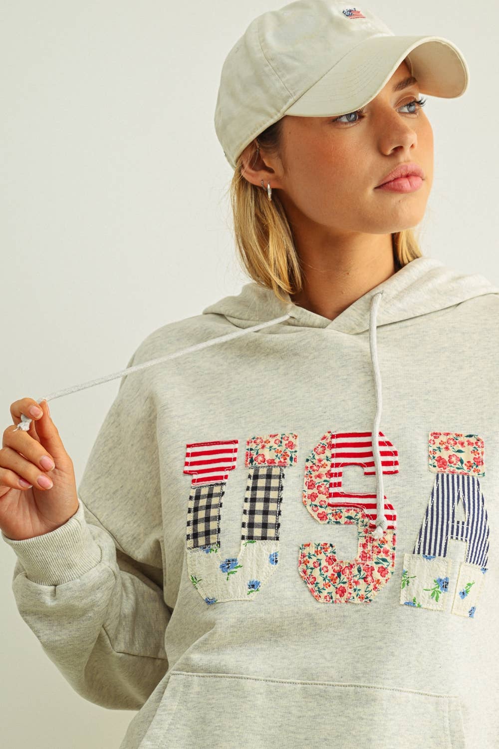 Miou Muse - USA Floral Patchwork Hoodie