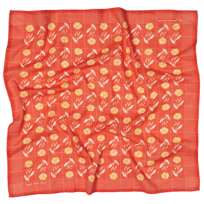 Jenni Earle - Luxury Cotton Voile Bandana –“Hope Dies Last” mantra - poppy