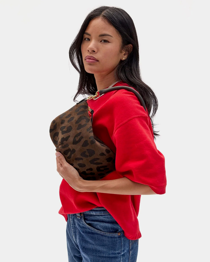 Clare V. Petite Moyen Messenger Cocoa Pablo Cat Suede
