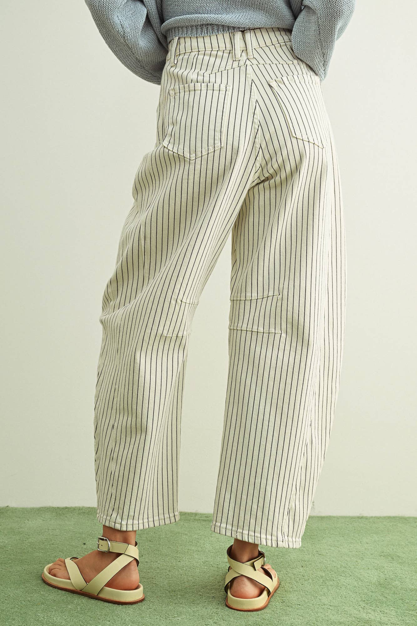 Miou Muse - Pinstriped Pattern Barrel Pants