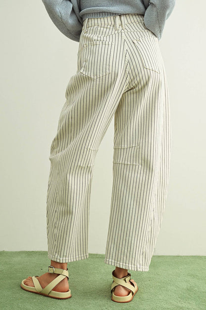 Miou Muse - Pinstriped Pattern Barrel Pants