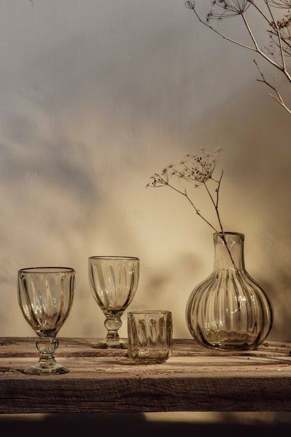 Villa Lua Home - Handblown Fluted Tumbler: Small, Flat Bottom
