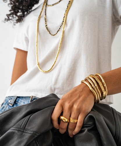 INK + ALLOY - Lucille Round Bead Stretch Bracelet Brass Wholesale