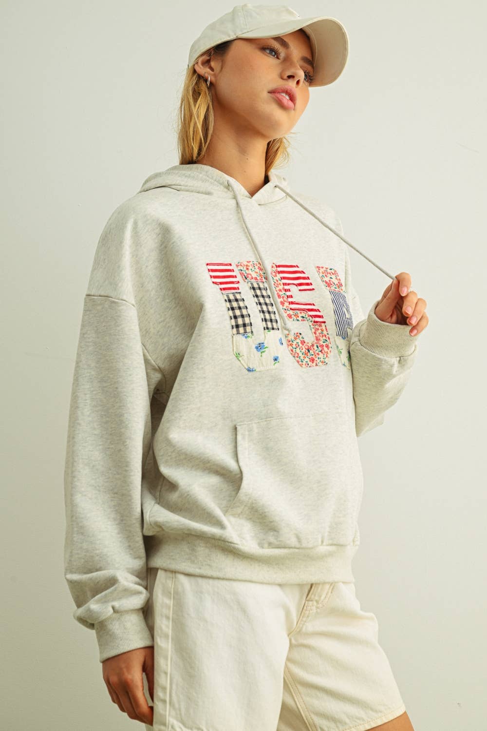 Miou Muse - USA Floral Patchwork Hoodie