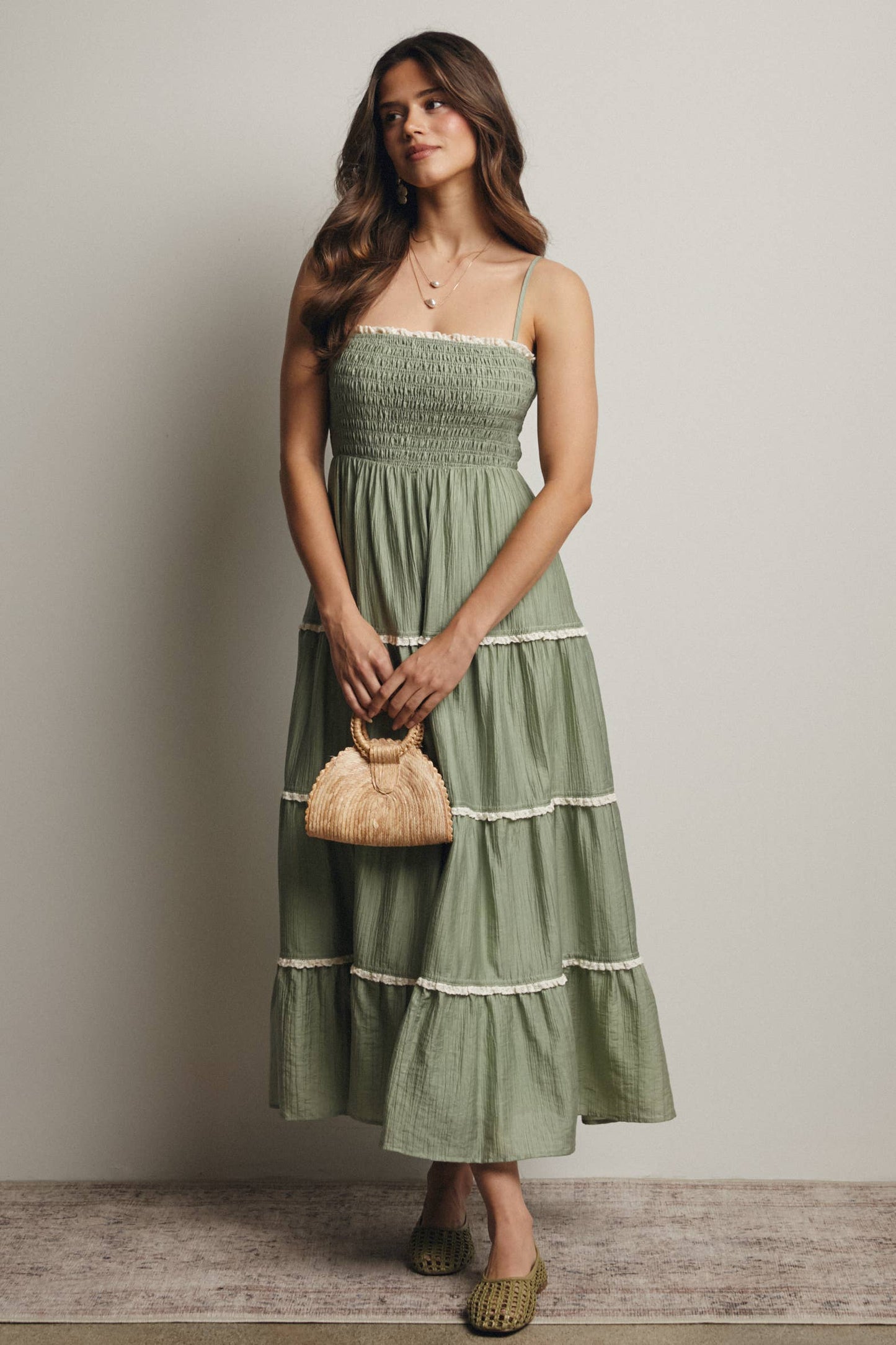 Forte - Smocked Tiered Maxi Dress, Periwinkle, Contemporary