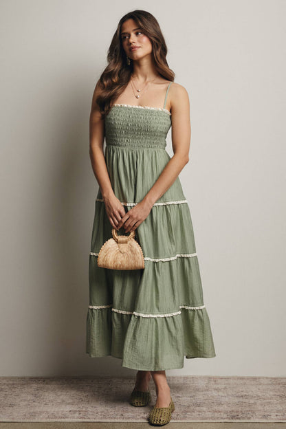 Forte - Smocked Tiered Maxi Dress, Periwinkle, Contemporary