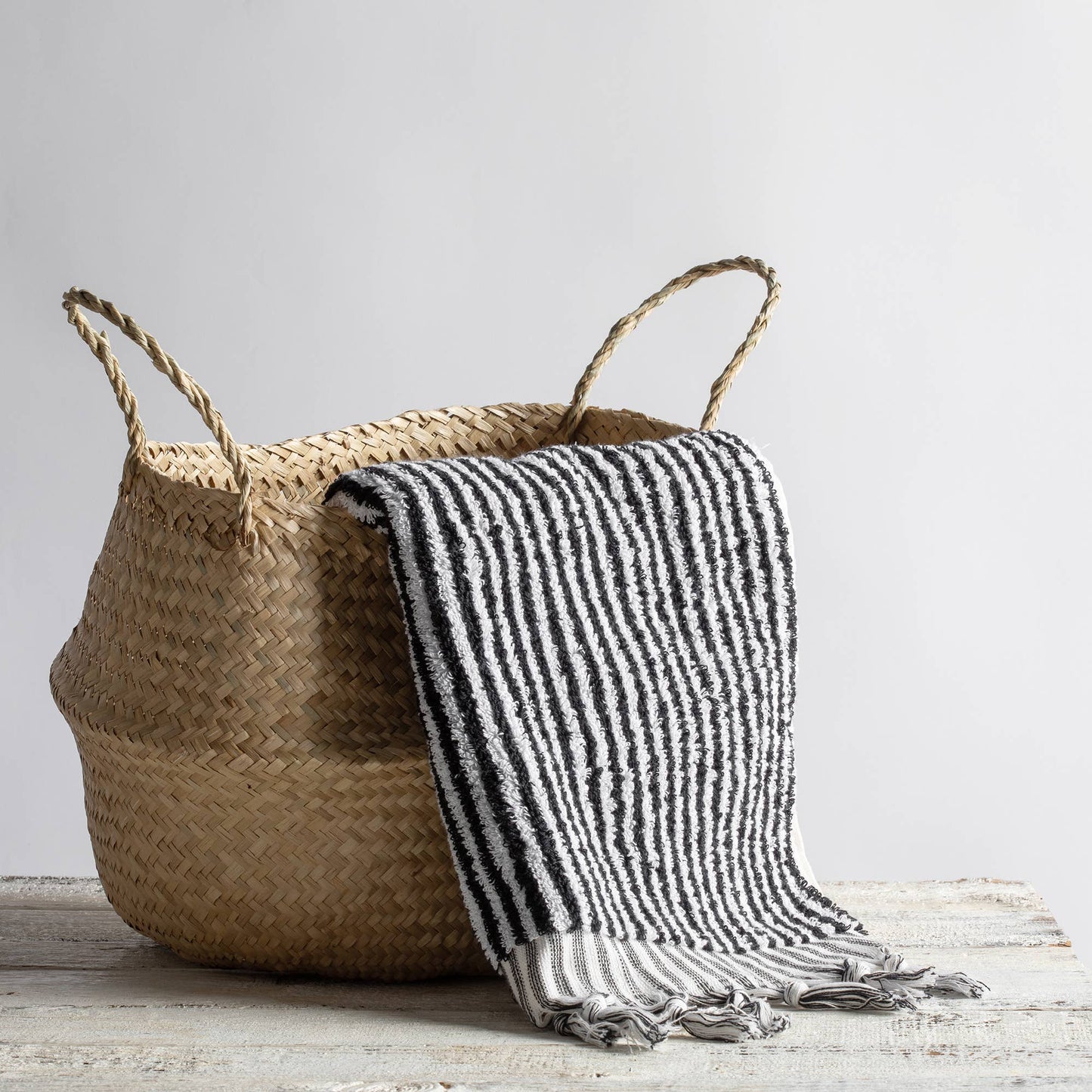 Kikoya - Stripe Turkish Cotton Hand Towel: Black/White