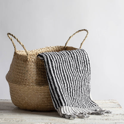 Kikoya - Stripe Turkish Cotton Hand Towel: Black/White