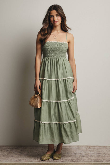 Forte - Smocked Tiered Maxi Dress, Periwinkle, Contemporary