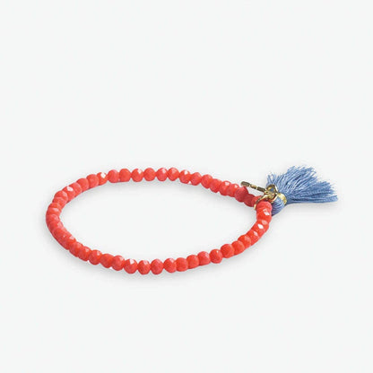 INK + ALLOY - Patsy Solid Crystal Stretch Bracelet With Tassel Coral Wholesale