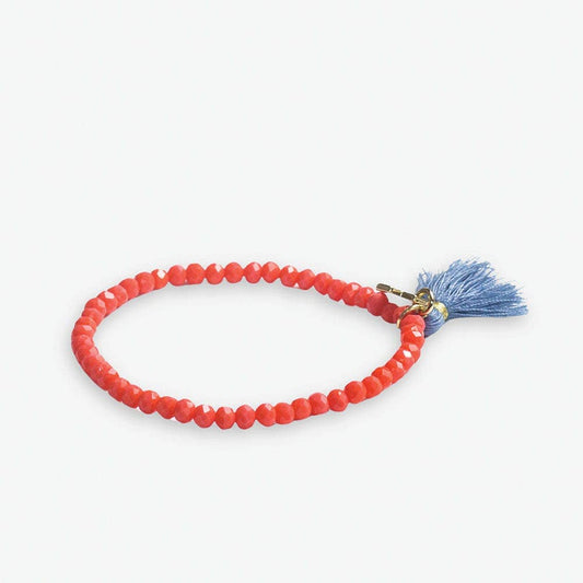 INK + ALLOY - Patsy Solid Crystal Stretch Bracelet With Tassel Coral Wholesale