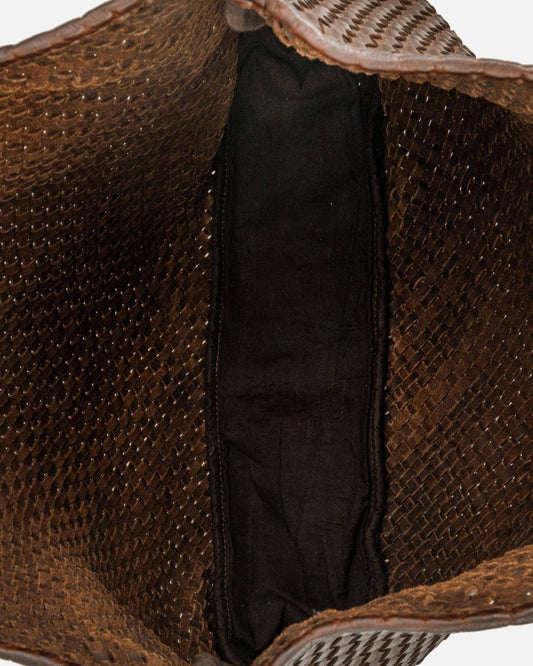 Amsterdam Heritage Woven Leather Tote Bag: Black, Brown & Camel