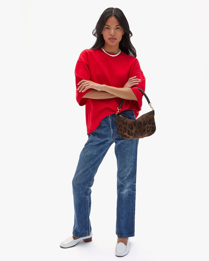 Clare V. Petite Moyen Messenger Cocoa Pablo Cat Suede
