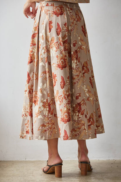 By Together - Floral Pleated Midi Skirt