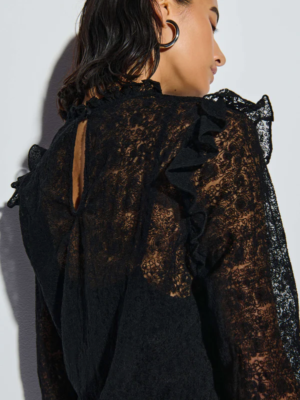 Nation Cara Lace Top Jet Black