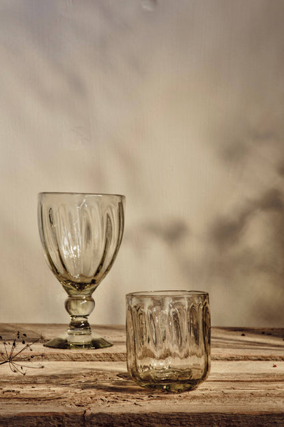 Villa Lua Home - Handblown Fluted Tumbler: Small, Flat Bottom
