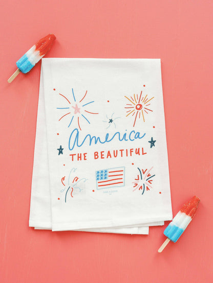 Doe A Deer - America The Beautiful Kitchen Tea Towel | 4th of July