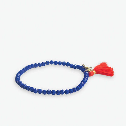 INK + ALLOY - Patsy Solid Crystal Stretch Bracelet With Tassel Royal Blue Wholesale