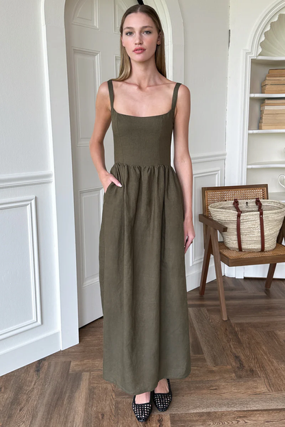 Emerson Fry Jour Maxi Dress Martini Olive