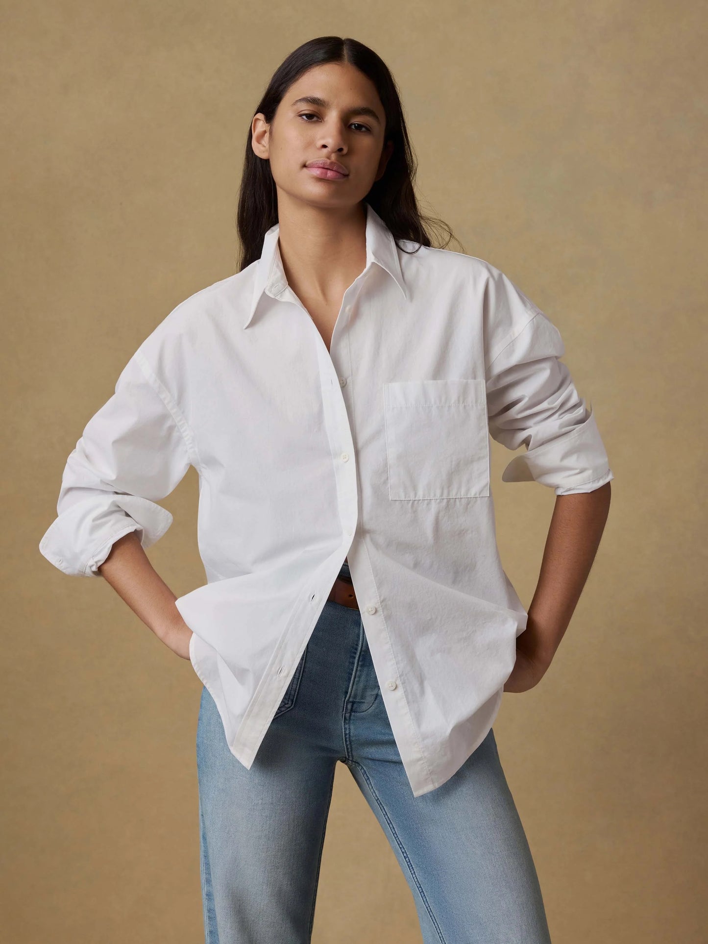 Faherty-Coastal Poplin Relaxed Shirt - White