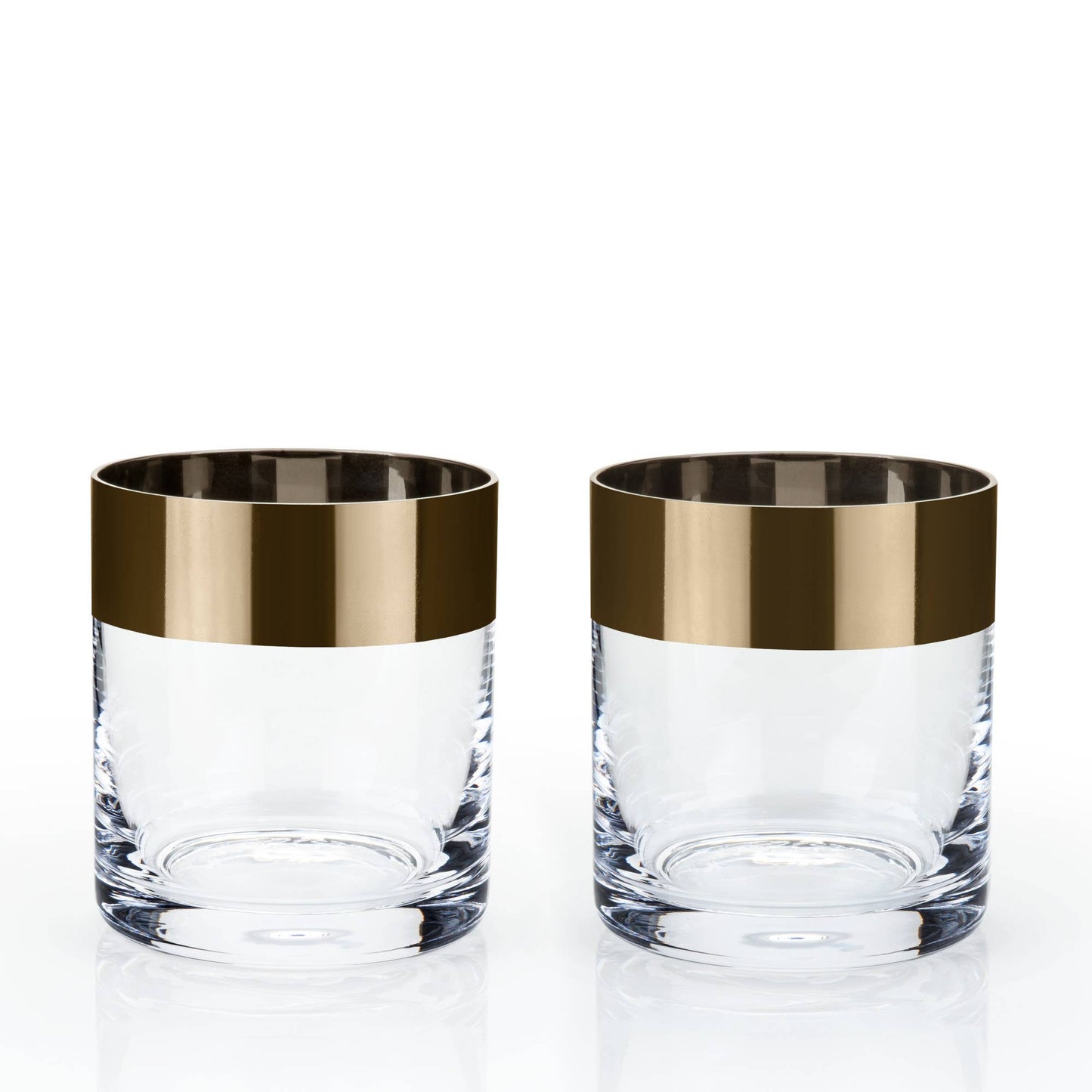 Viski - Irving™ Bronze Rimmed Crystal Lowball Tumblers Set of 2