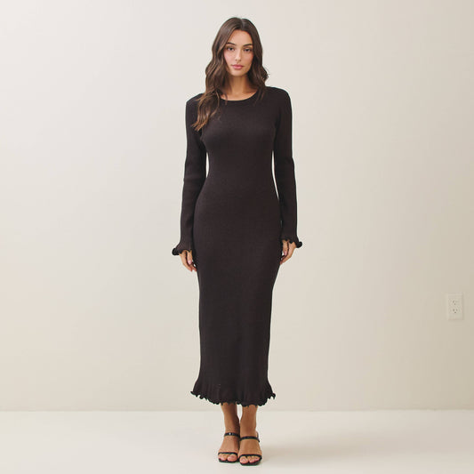 Able -Metallic lettuce edge knit dress