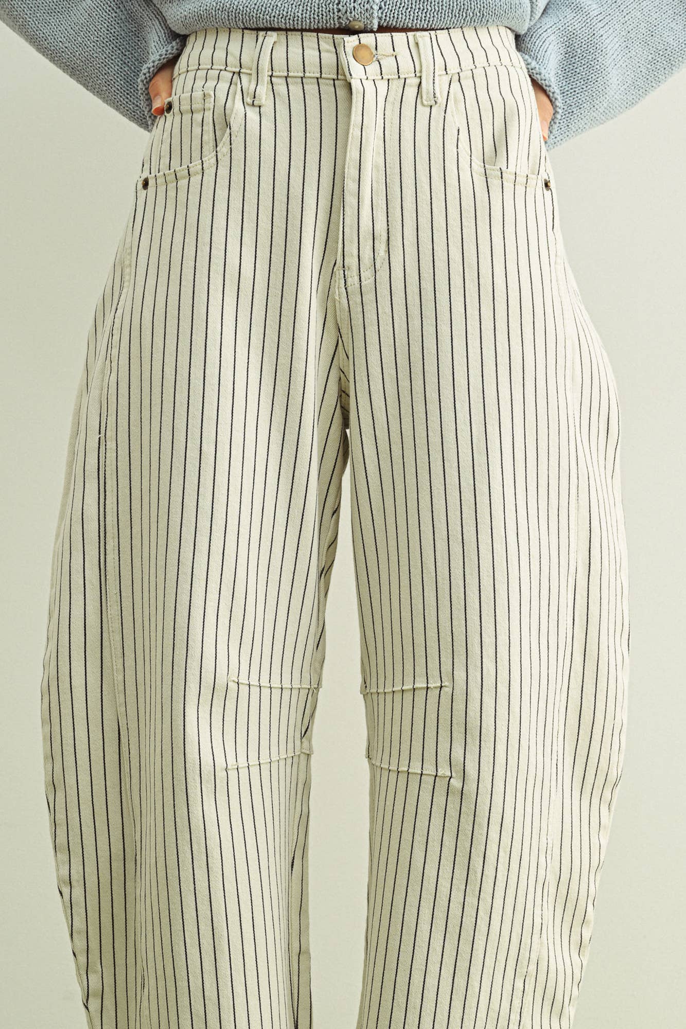 Miou Muse - Pinstriped Pattern Barrel Pants