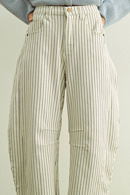 Miou Muse - Pinstriped Pattern Barrel Pants