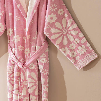 Kikoya - Turkish Cotton Hooded Robe: Fuchsia L/XL