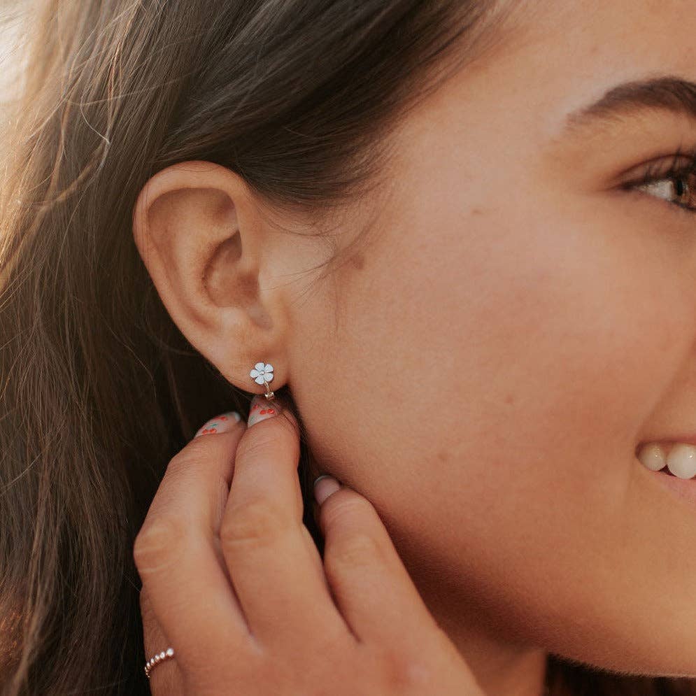 Mauve Jewelry Co. - Flower Mini Hoops: Silver