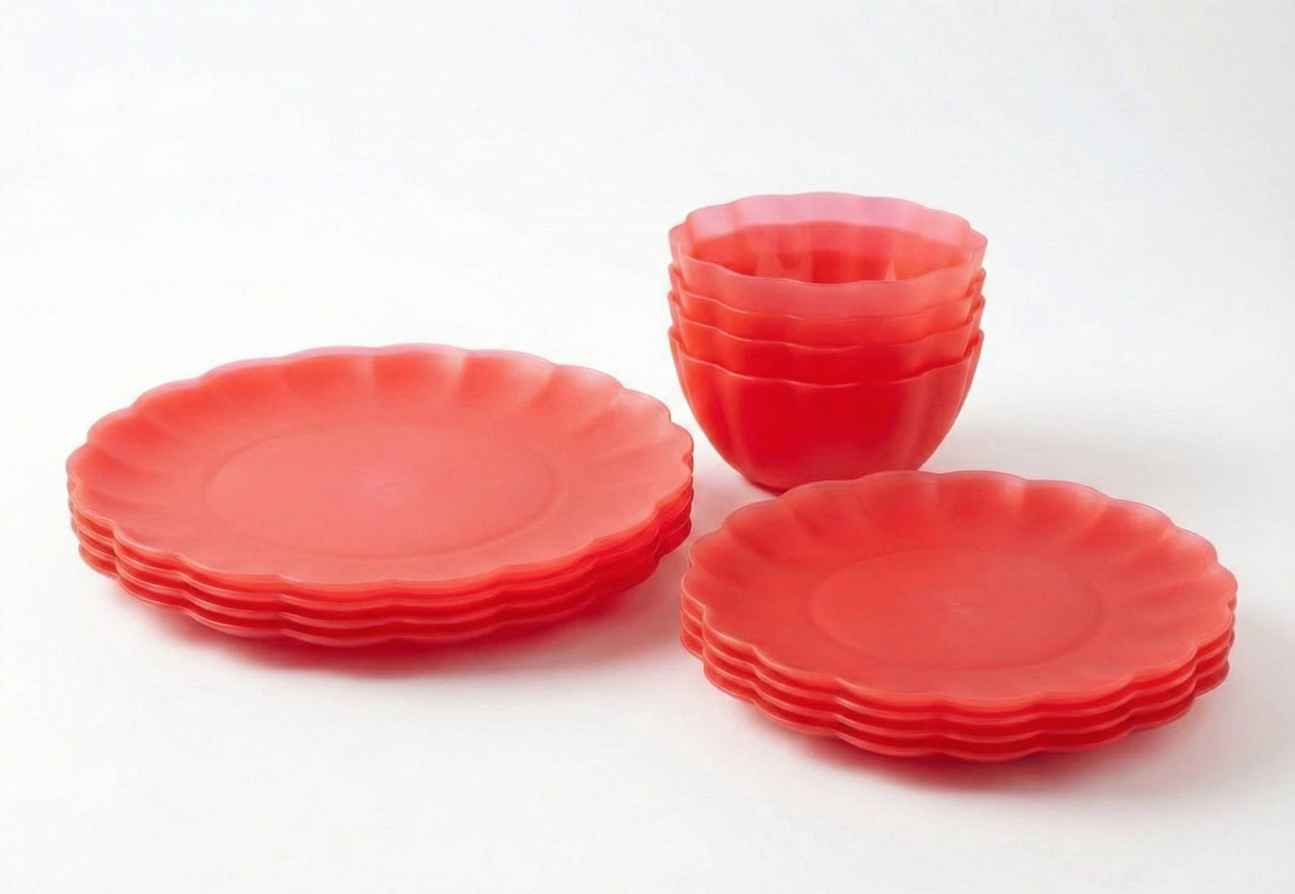 Abode Homewares by TarHong - Scallop Petal PP Pink 12 PC Dinnerware Set Dishwasher Safe