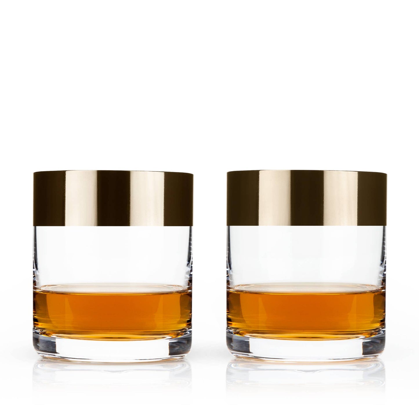Viski - Irving™ Bronze Rimmed Crystal Lowball Tumblers Set of 2