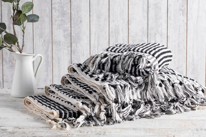 Kikoya - Stripe Turkish Cotton Hand Towel: Black/White