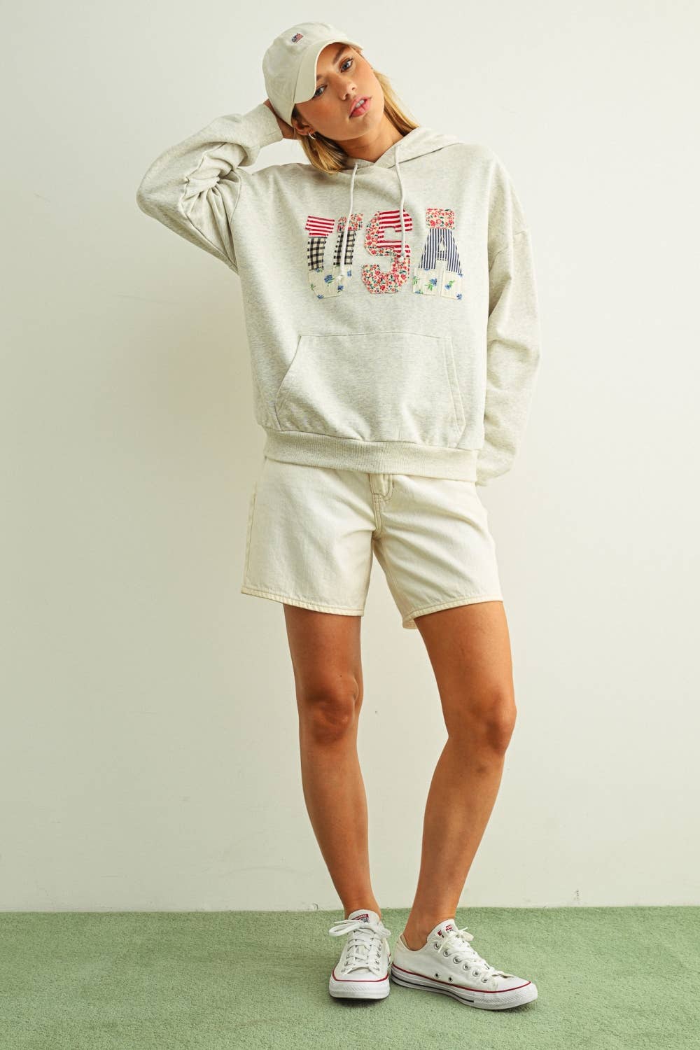 Miou Muse - USA Floral Patchwork Hoodie