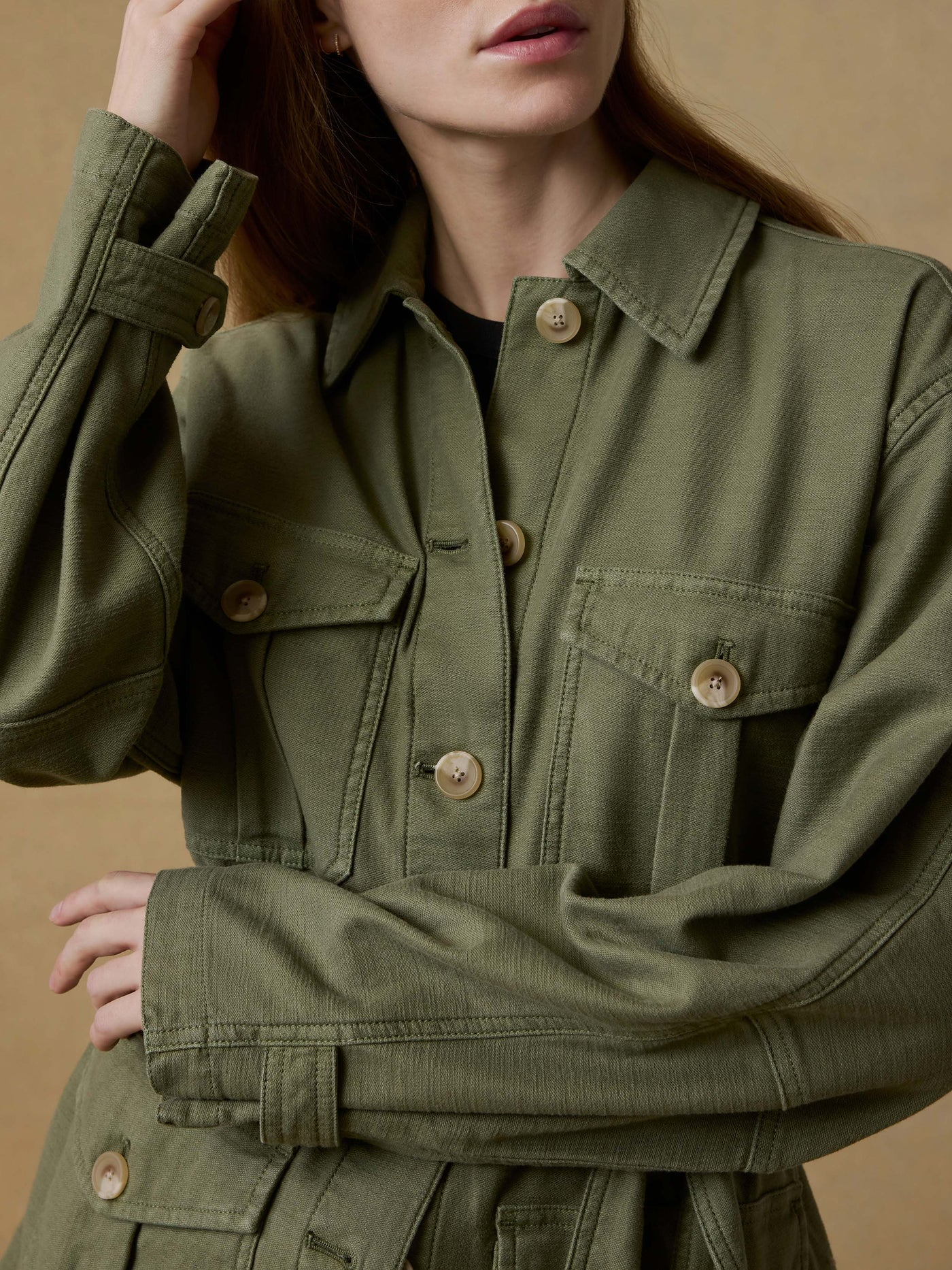 Faherty-Soft Stretch Twill Safari Jacket - Moss