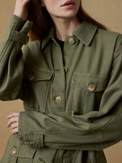 Faherty-Soft Stretch Twill Safari Jacket - Moss
