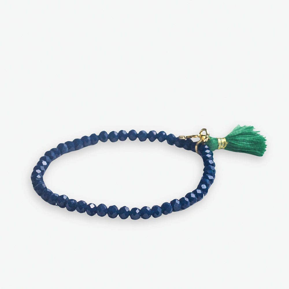 INK + ALLOY - Patsy Solid Crystal Stretch Bracelet With Tassel Navy Wholesale