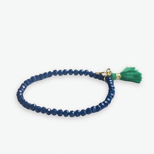 INK + ALLOY - Patsy Solid Crystal Stretch Bracelet With Tassel Navy Wholesale