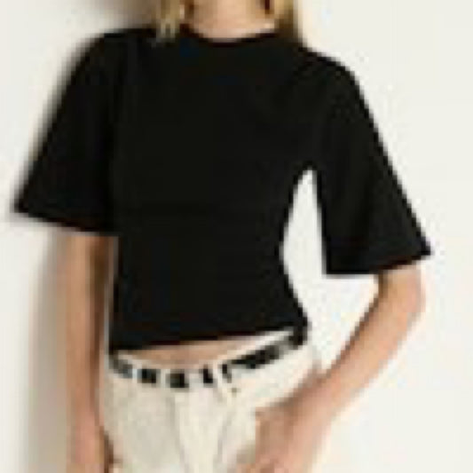 NATION SAMARA SHIRRED TOP BLACk