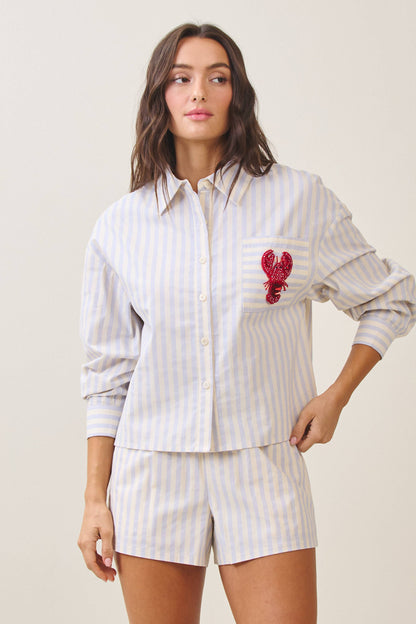 Able -Beaded lobster stripe shirt