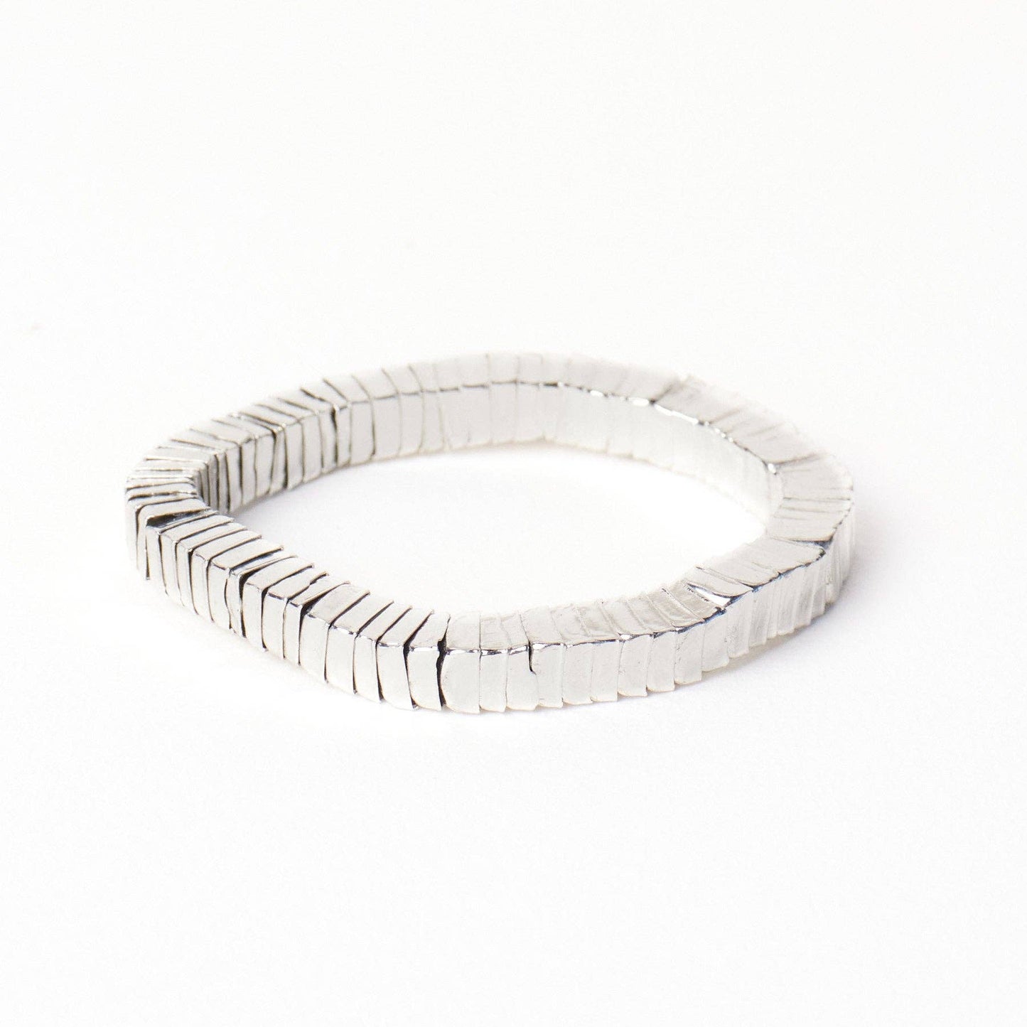 INK + ALLOY - Lucille Square Bead Stretch Bracelet Silver Wholesale