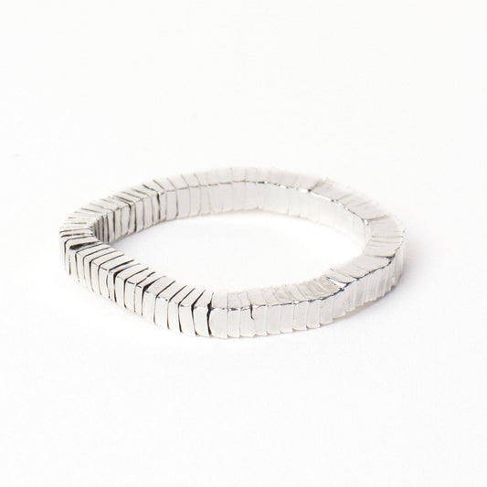 INK + ALLOY - Lucille Square Bead Stretch Bracelet Silver Wholesale