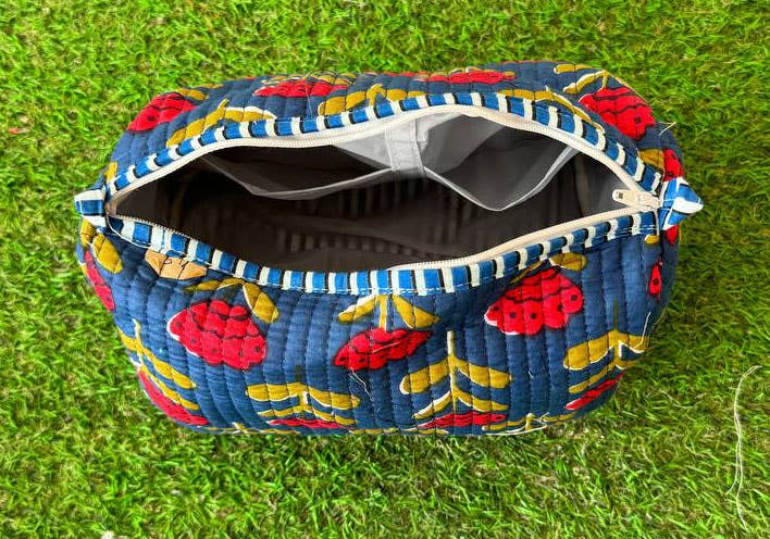 bhavnas boutique - Assorted Cosmetic Bag Floral Print Indian Cotton Travel Bags