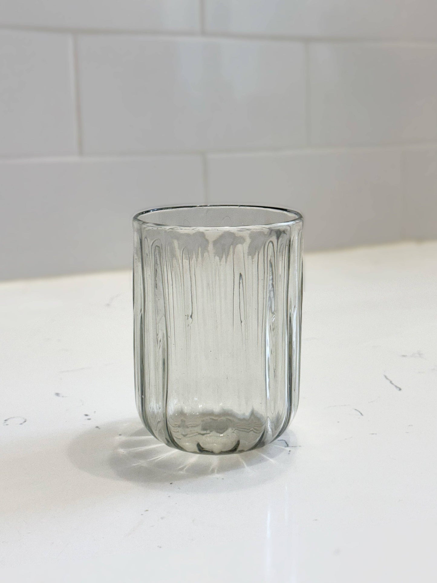 Villa Lua Home - Handblown Fluted Tumbler: Small, Flat Bottom
